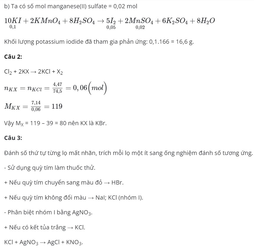 Đáp án đề thi cuối kì 2 môn Hóa học lớp 10 Cánh Diều