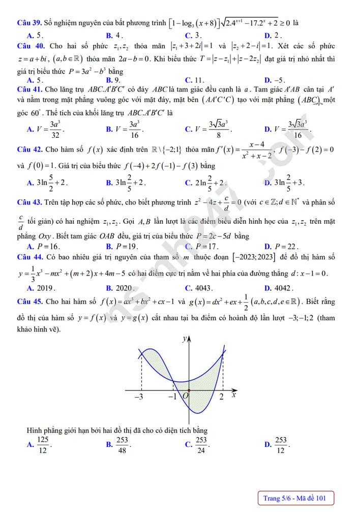 Đề thi thử Toán THPT 2023 sở Hải Phòng
