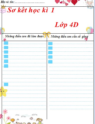 Mẫu sơ kết lớp của giáo viên chủ nhiệm