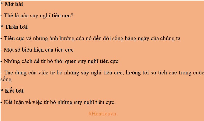 Dàn ý thuyết phục người khác từ bỏ thói quen suy nghĩ tiêu cực ngắn gọn
