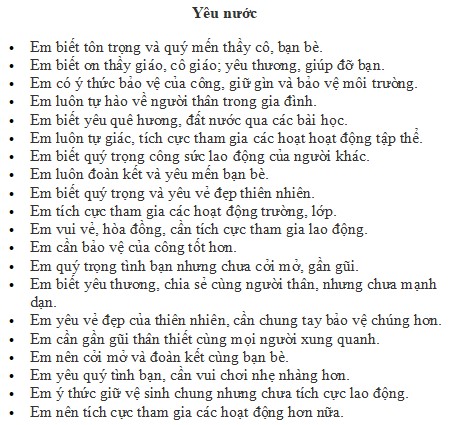 Nhận xét năng lực phẩm chất theo Thông tư 27
