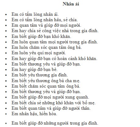Nhận xét năng lực phẩm chất theo Thông tư 27