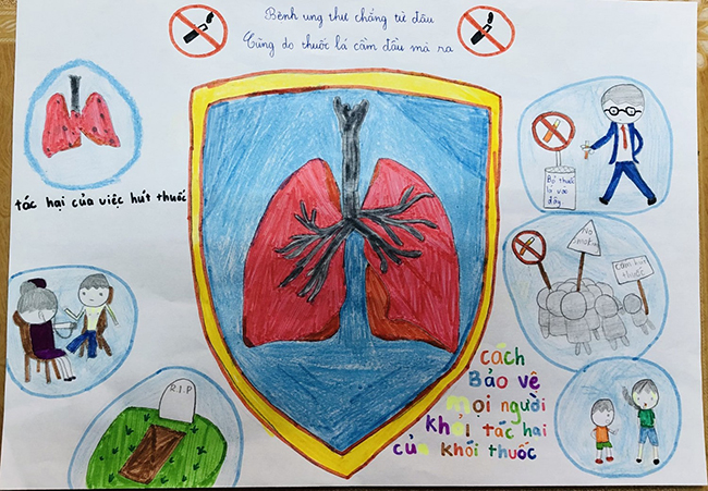 Vẽ tranh phòng chống thuốc lá đơn giản