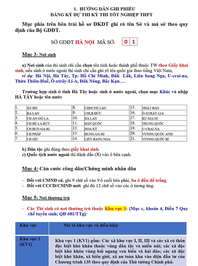Hướng dẫn điền phiếu đăng ký dự thi tốt nghiệp online