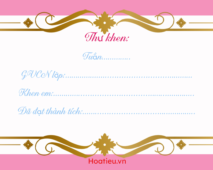 Thư khen học sinh tiểu học đẹp nhất