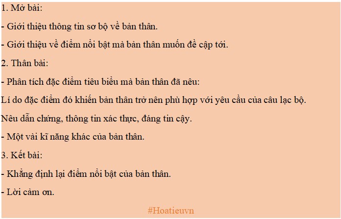 Dàn ý viết bài luận về bản thân để tham gia câu lạc bộ thể thao