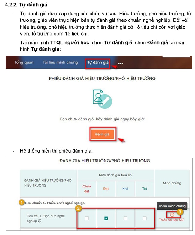 Hướng dẫn đánh giá chuẩn nghề nghiệp giáo viên trên TEMIS