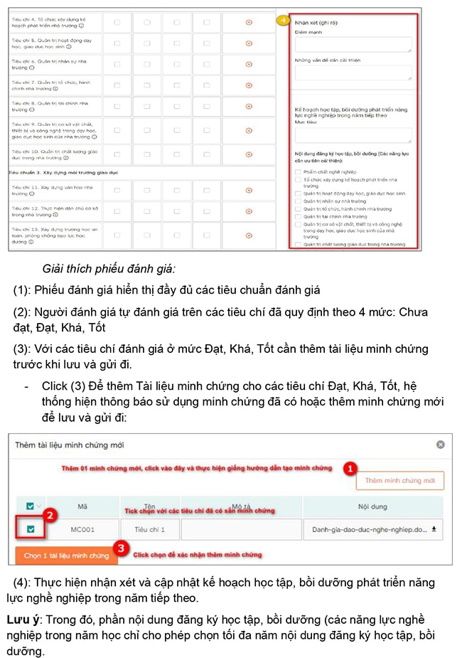 Hướng dẫn đánh giá chuẩn nghề nghiệp giáo viên trên TEMIS