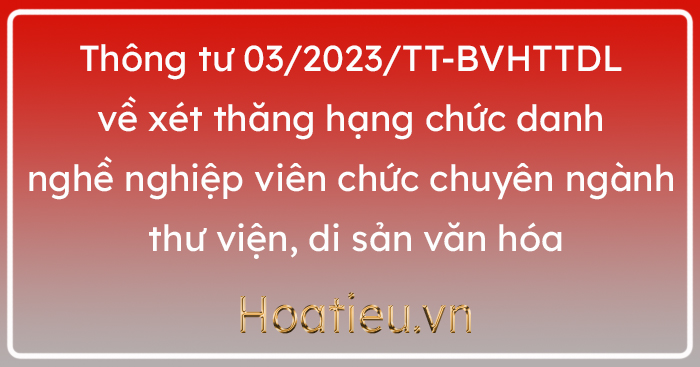 Thông tư 03/2023/TT-BVHTTDL