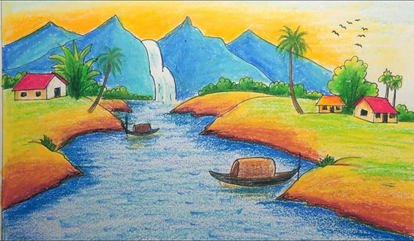 Vẽ tranh phong cảnh quê hương đơn giản mà đẹp