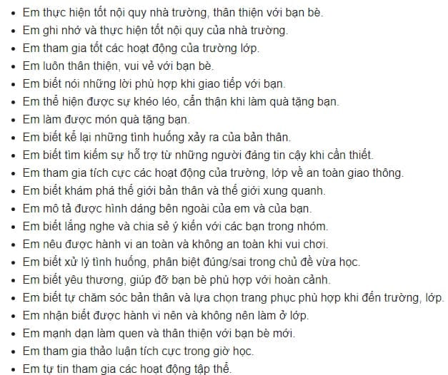 Mẫu nhận xét các môn học lớp 3 theo Thông tư 27