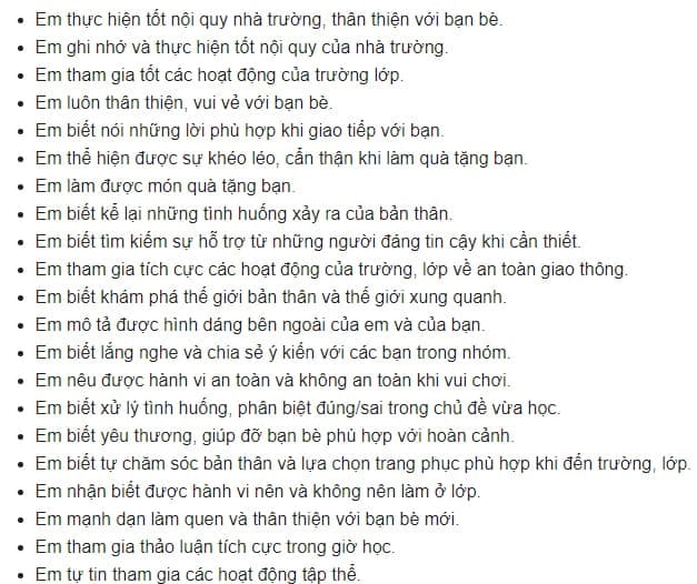 Mẫu nhận xét các môn học lớp 3 theo Thông tư 27