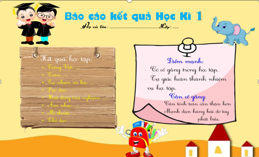 Phiếu báo kết quả học tập học sinh về gia đình phụ huynh