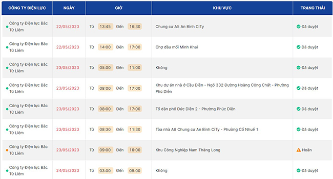Cách tra cứu lịch cắt điện