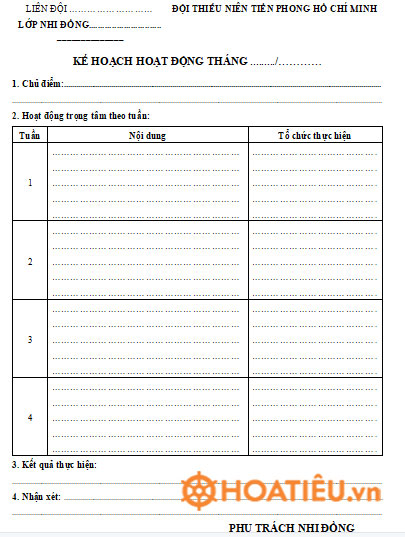 Mẫu sổ sao nhi đồng