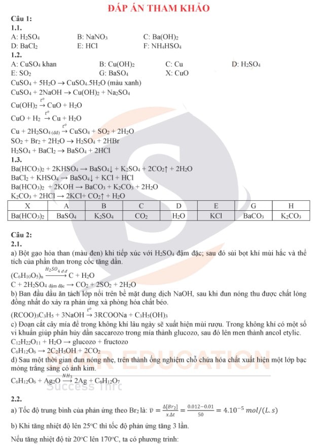 Đề thi chuyên Hóa vào lớp 10 TP HCM 2022