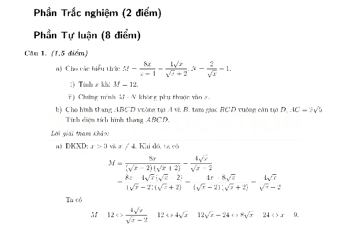 Đáp án đề thi phổ thông năng khiếu môn Toán không chuyên 2023