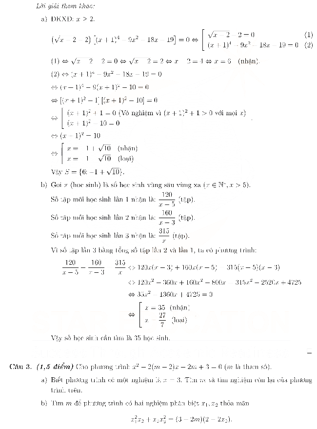 Đáp án đề thi phổ thông năng khiếu môn Toán không chuyên 2023