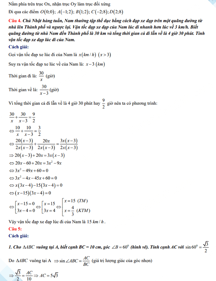 Đáp án đề thi vào lớp 10 môn Toán Lai Châu 2023