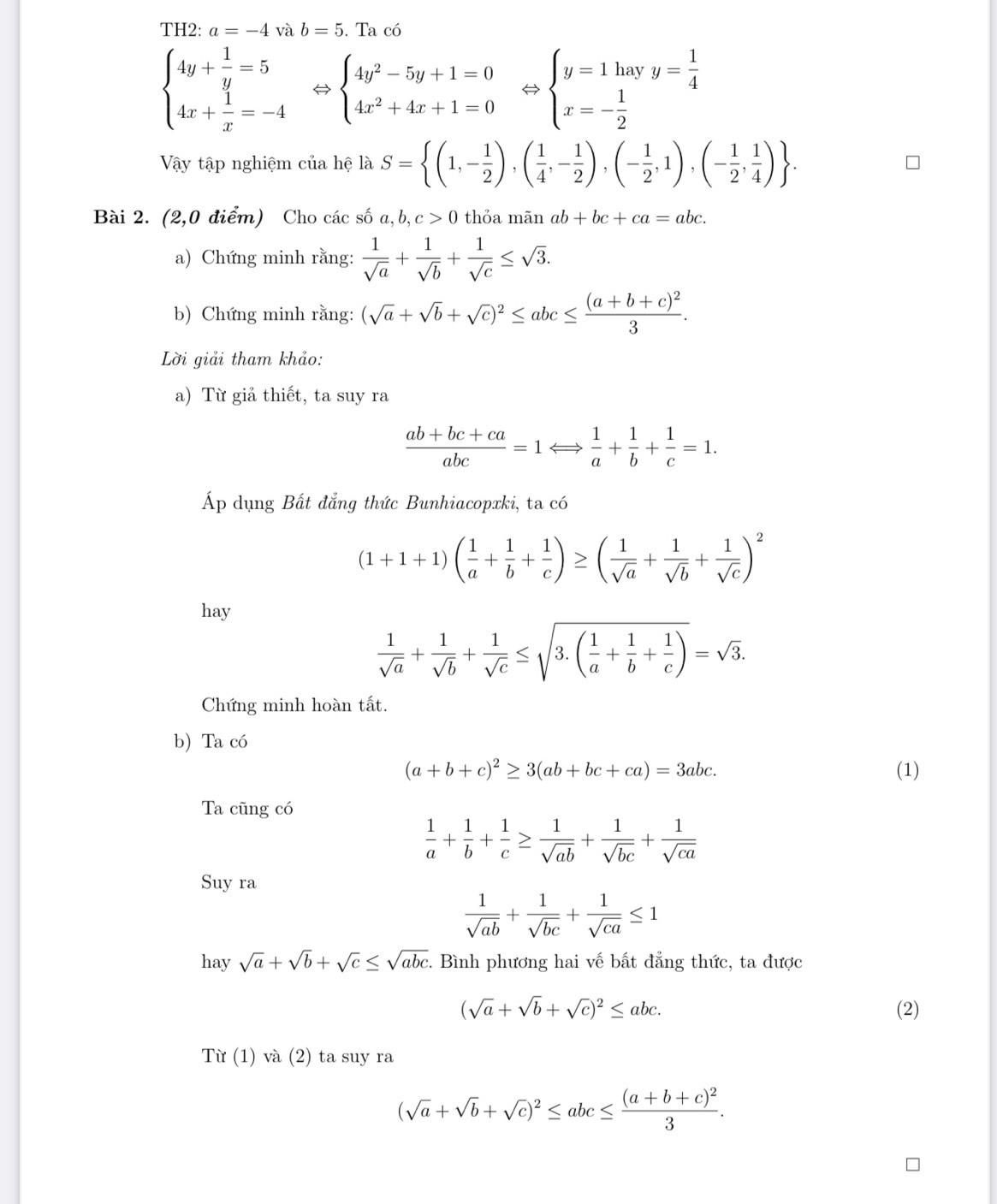 Đáp án đề thi ptnk 2023 môn Toán chuyên