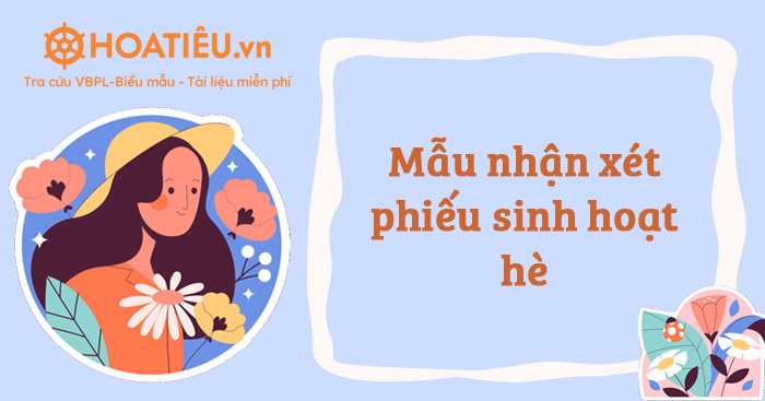 3 Mẫu nhận xét phiếu sinh hoạt hè