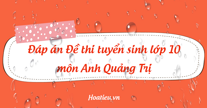 Đáp án đề thi tuyển sinh lớp 10 môn Anh tỉnh Quảng Trị 2023