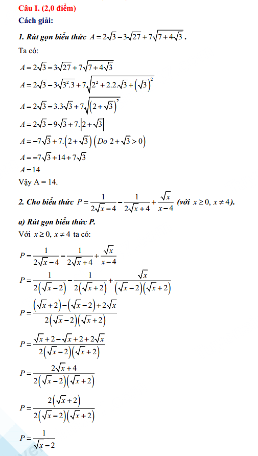 Đáp án đề thi vào 10 môn Toán chuyên Biên Hòa Hà Nam 2023