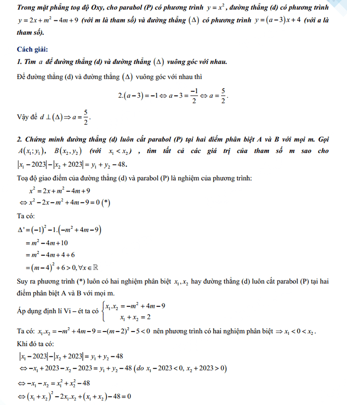 Đáp án đề thi vào 10 môn Toán chuyên Biên Hòa Hà Nam 2023