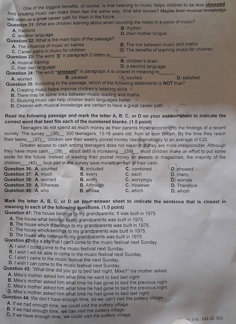 Đề thi tuyển sinh vào lớp 10 môn Anh Hải Dương 2023