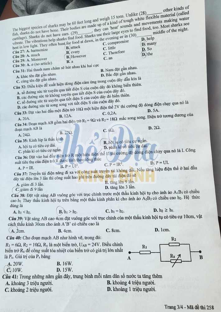 Đề thi vào lớp 10 môn Tổ hợp Ninh Binh 2023