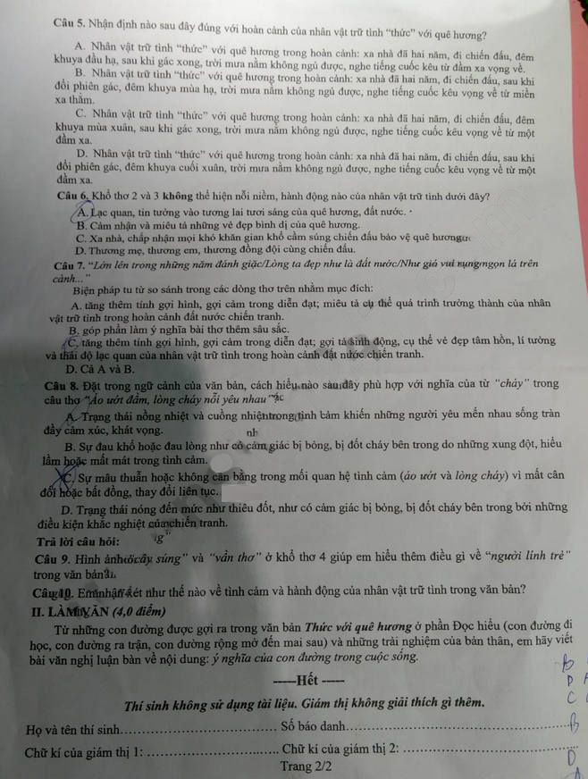 Đề thi tuyển sinh lớp 10 môn Văn Phú Yên 2023