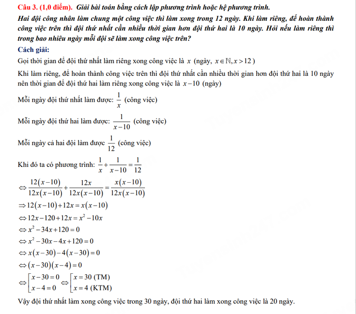 Đáp án đề thi tuyển sinh lớp 10 môn Toán 2023 Ninh Bình