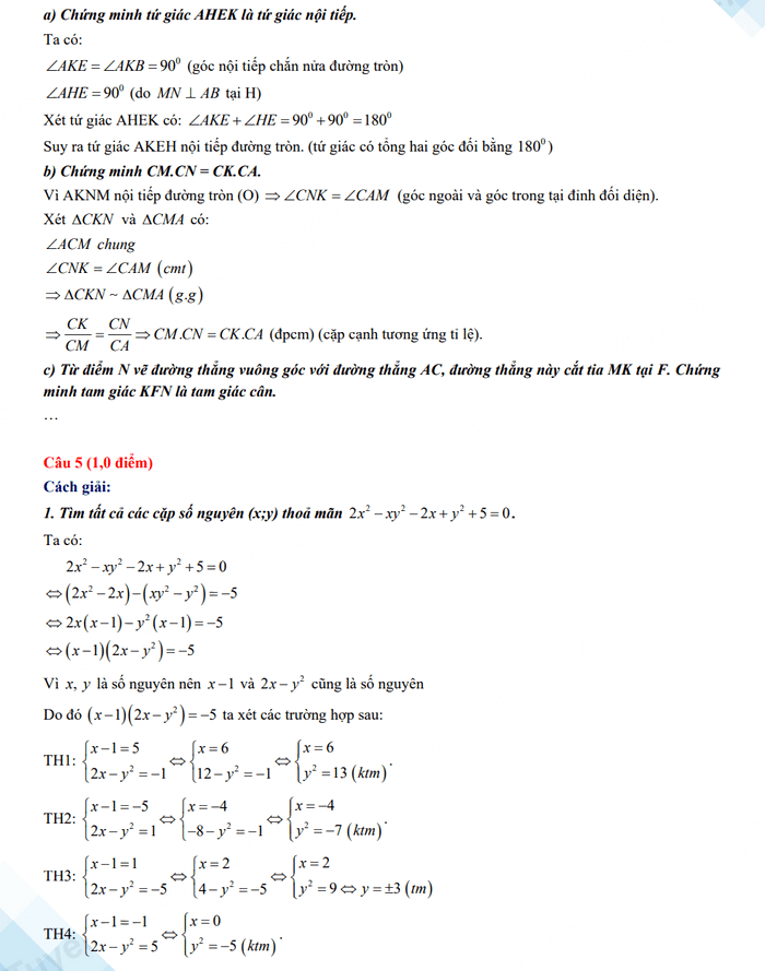 Đáp án đề thi tuyển sinh lớp 10 môn Toán 2023 Ninh Bình
