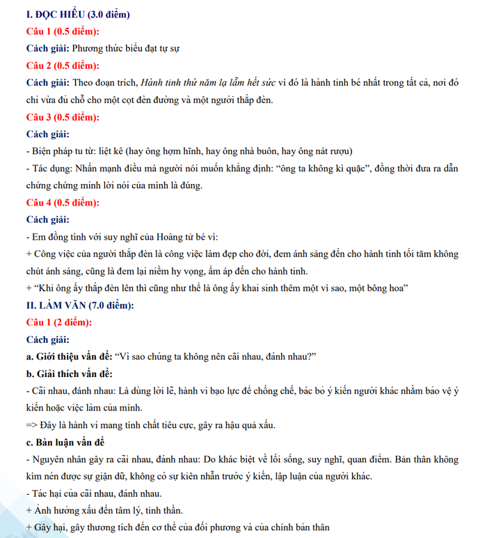 Đáp án đề thi vào 10 môn Văn Hải Dương 2023