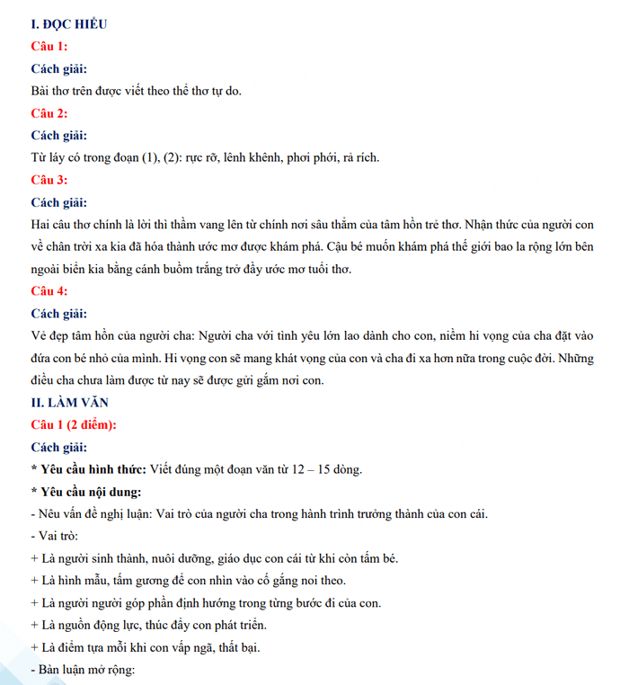 Đáp án đề thi vào lớp 10 tỉnh Kon Tum 2023 môn Văn