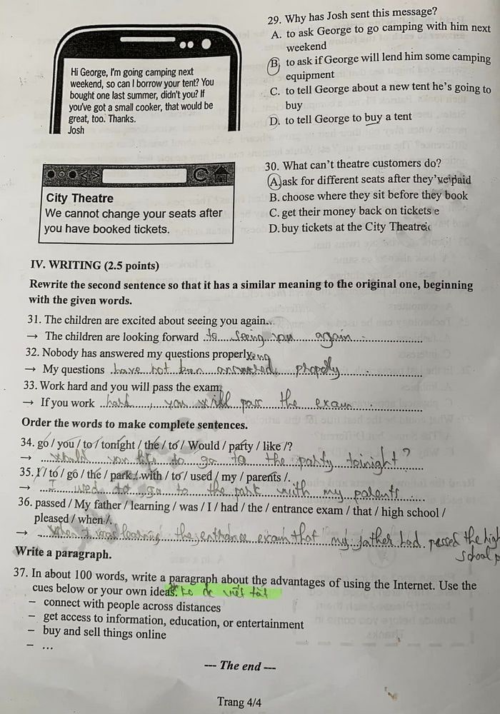 Đề thi tuyển sinh lớp 10 môn Anh 2023 Đồng Nai