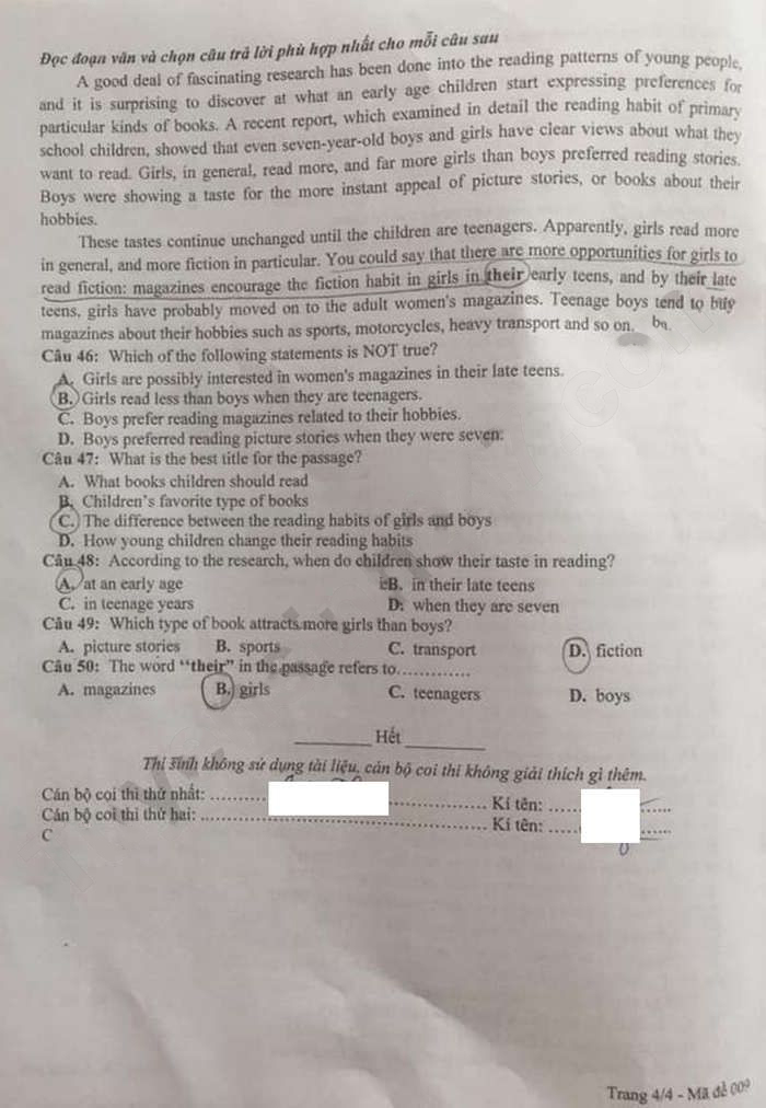 Đề thi tuyển sinh lớp 10 môn Anh tỉnh Yên Bái 2023