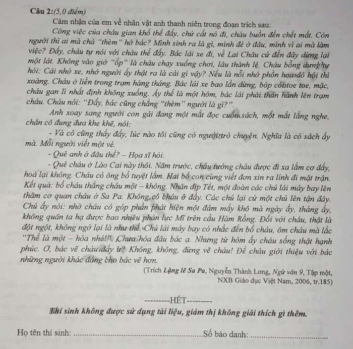  Đề thi tuyển sinh lớp 10 môn Văn Kiên Giang 2023