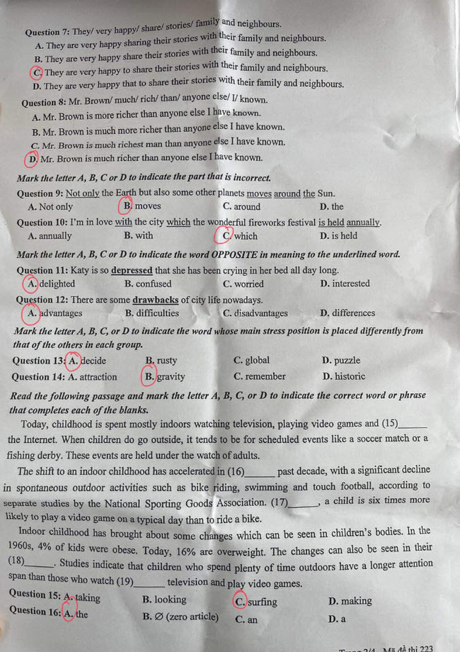 Đáp án đề thi tuyển sinh lớp 10 môn Anh Hải Phòng 2023