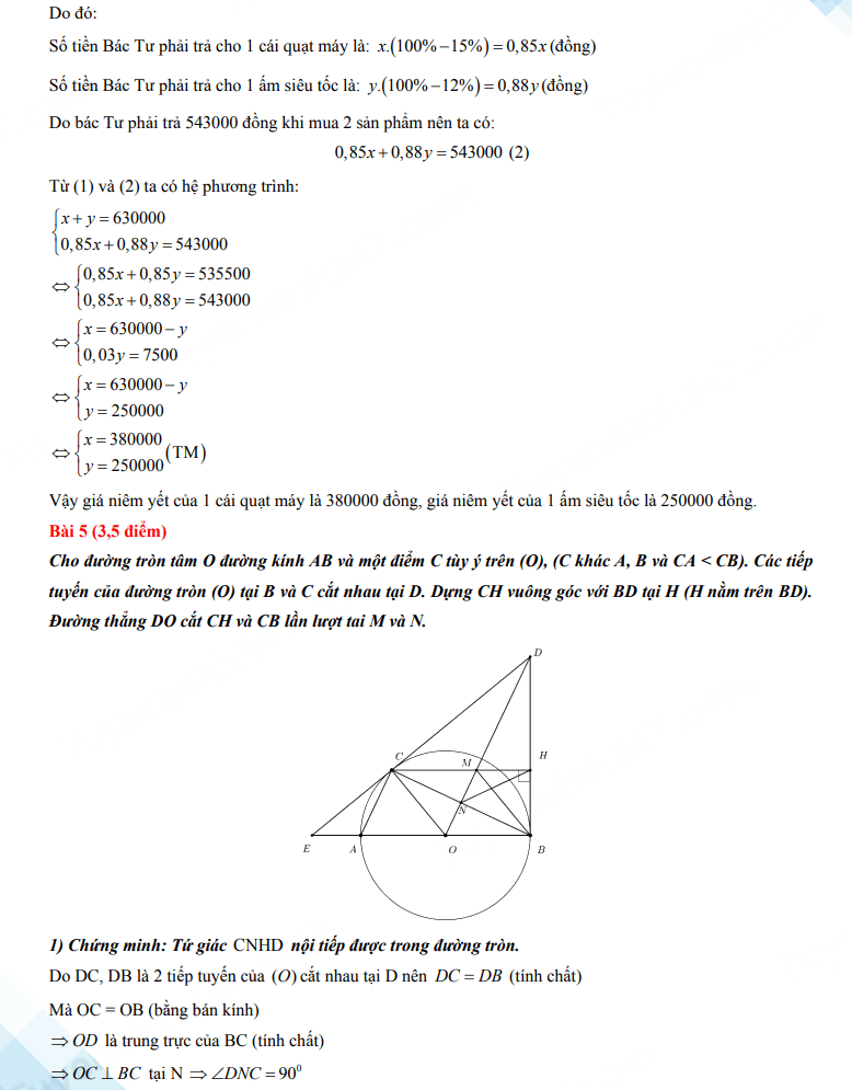 Đáp án đề thi vào 10 môn Toán Bình Dương 2023