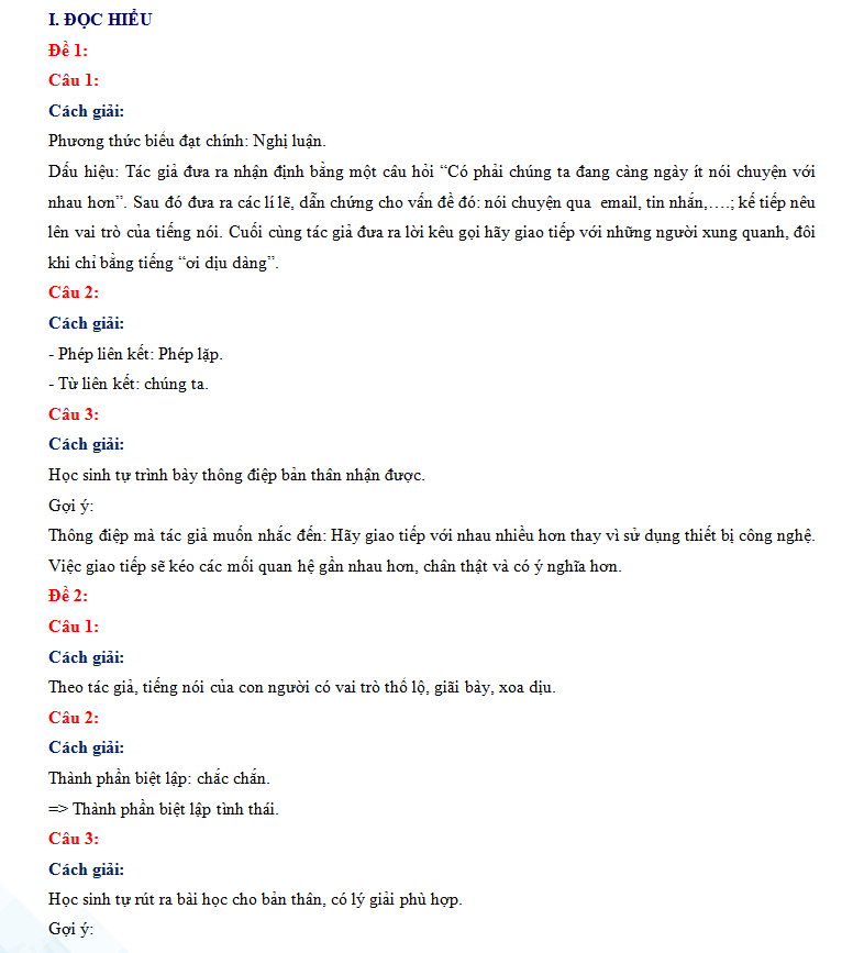 Đáp án đề thi vào 10 môn Văn Trà Vinh 2023