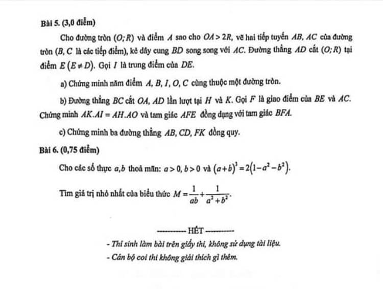 Đề thi vào 10 môn Toán Hải Phòng 2023-2024