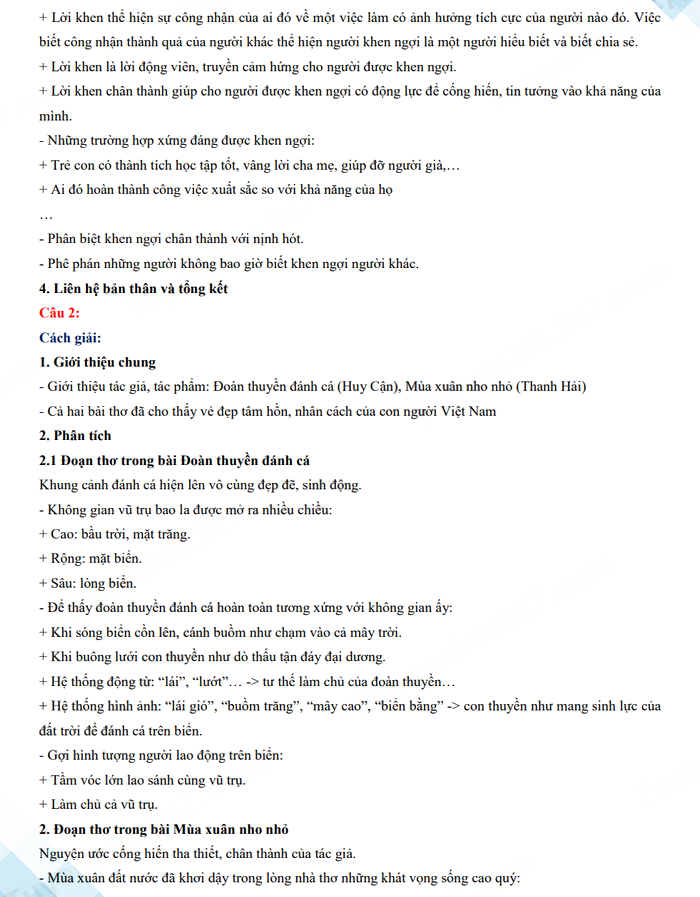 Đáp án đề thi tuyển sinh lớp 10 môn Văn Huế 2023