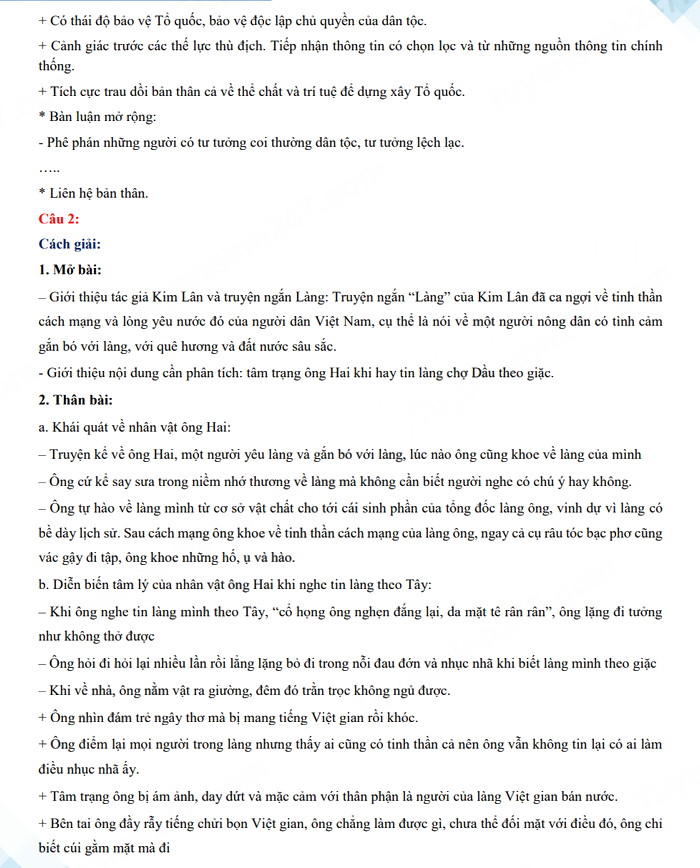 Đáp án đề thi tuyển sinh vào 10 Ninh Thuận môn Văn 2023