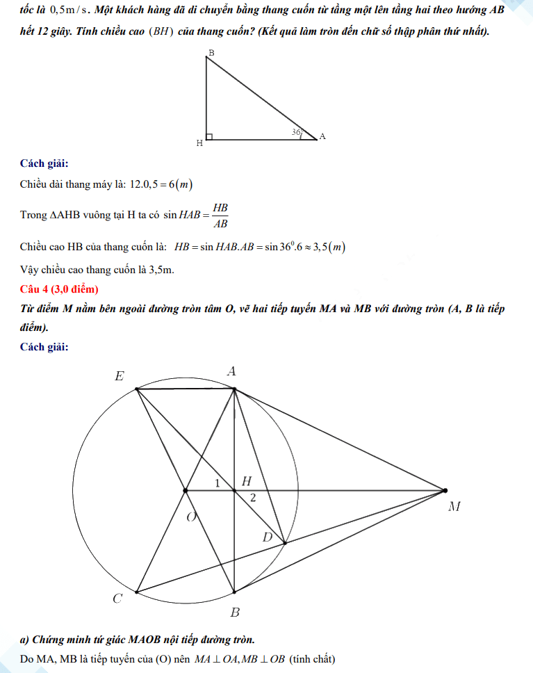 Đáp án đề thi vào 10 môn Toán Trà Vinh 2023