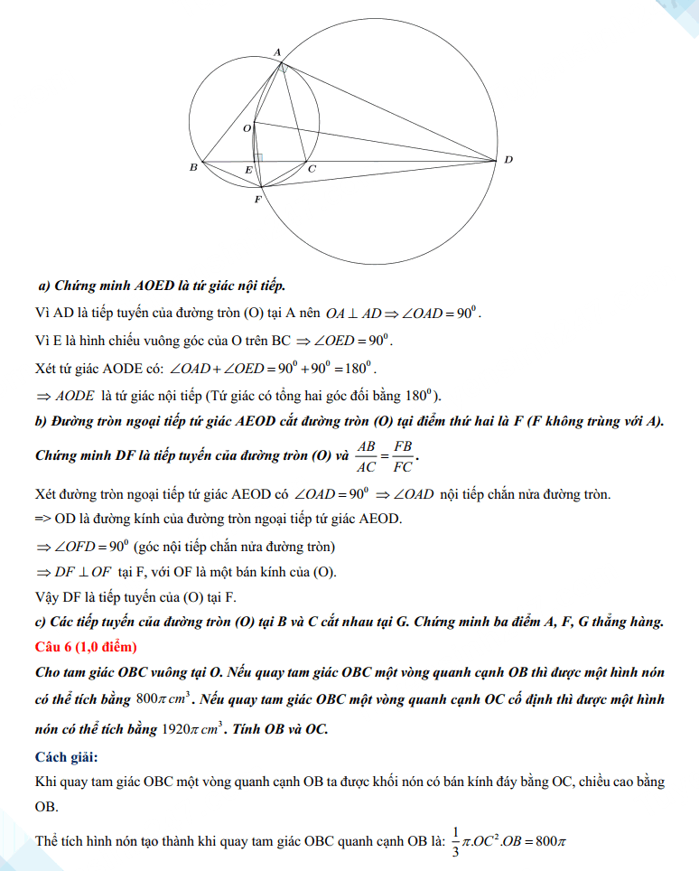 Đáp án đề thi tuyển sinh lớp 10 môn Toán Huế 2023