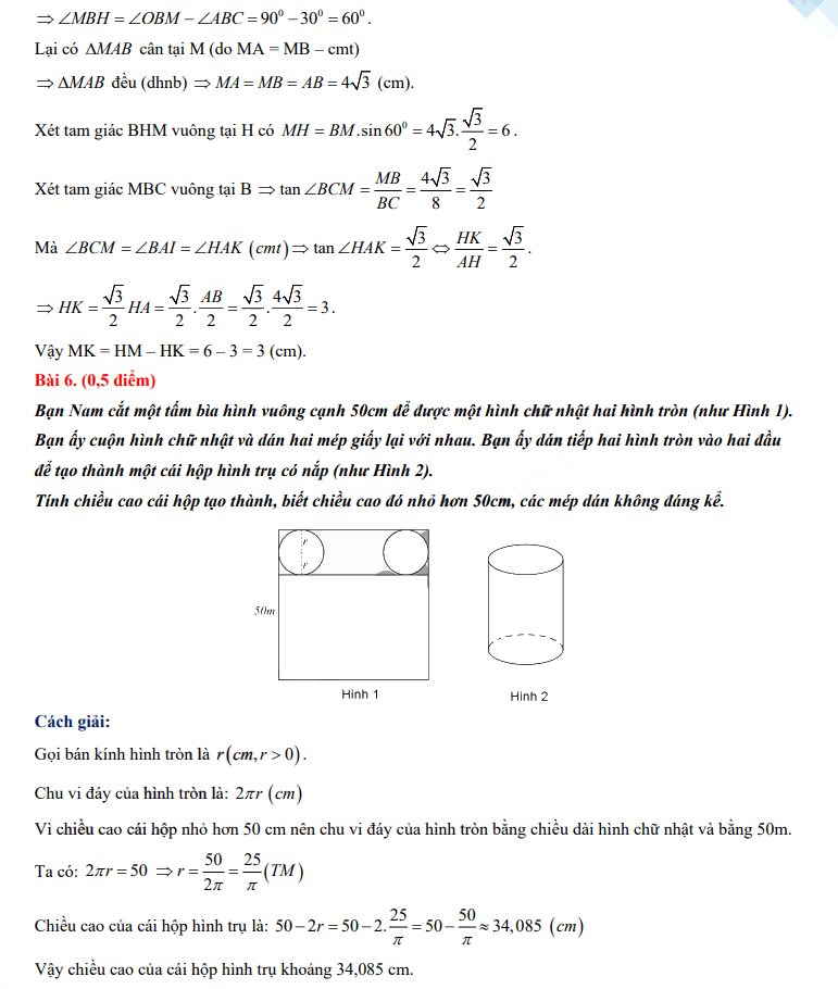 Đáp án đề thi vào lớp 10 tỉnh Kon Tum 2023 môn Toán
