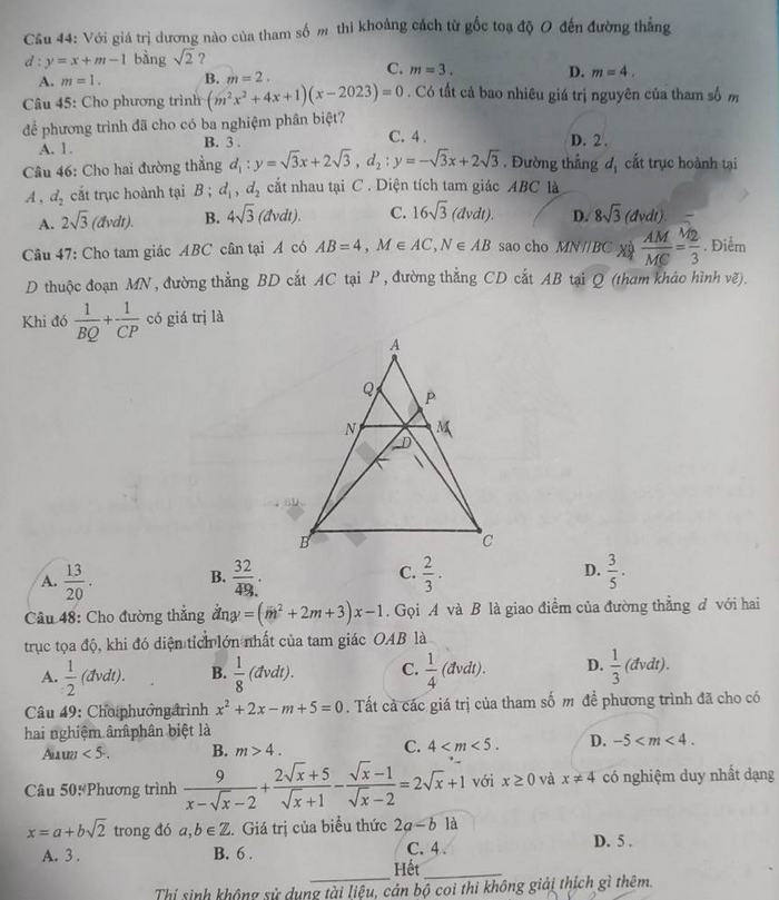 Đề thi tuyển sinh lớp 10 môn Toán Yên Bái 2023