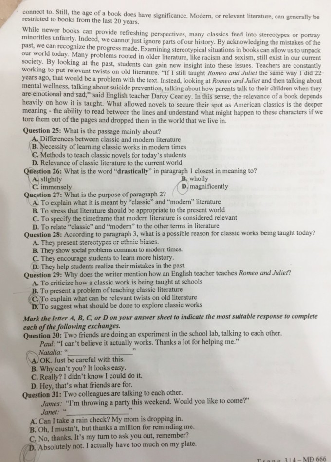Đề tuyển sinh vào lớp 10 môn tiếng Anh chuyên Khoa học Xã hội và Nhân văn 2023