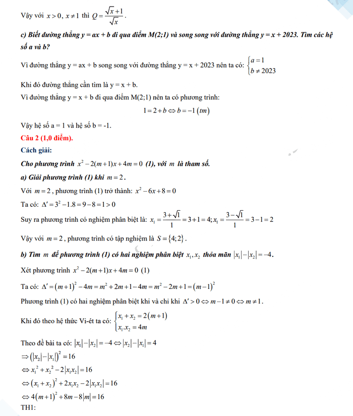 Đáp án đề thi tuyển sinh lớp 10 môn Toán Bắc Giang 2023